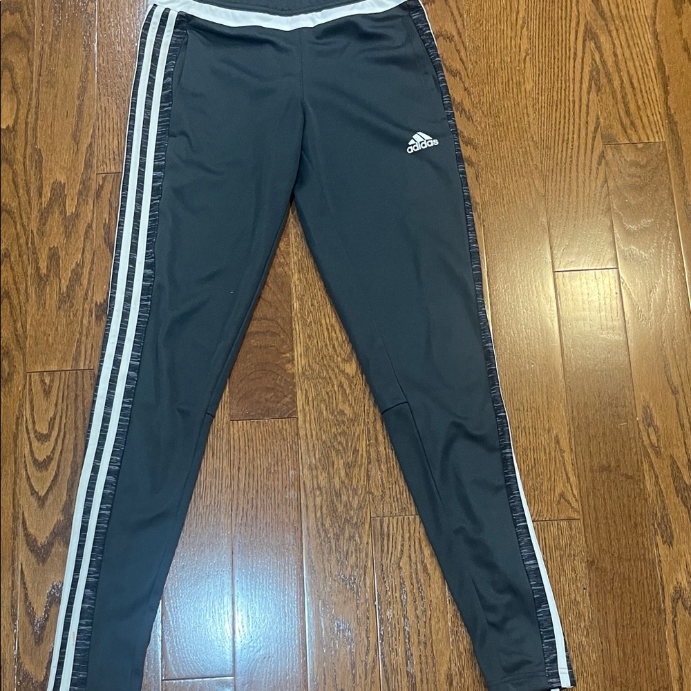 Adidas Kids Black Leggings with White Stripes